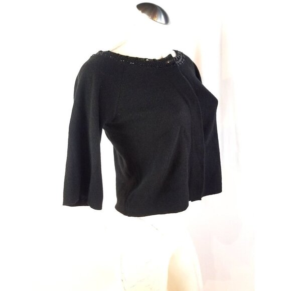 3/$25 LOFT Size XS Black Wool Shrug Sequins - Picture 5 of 7